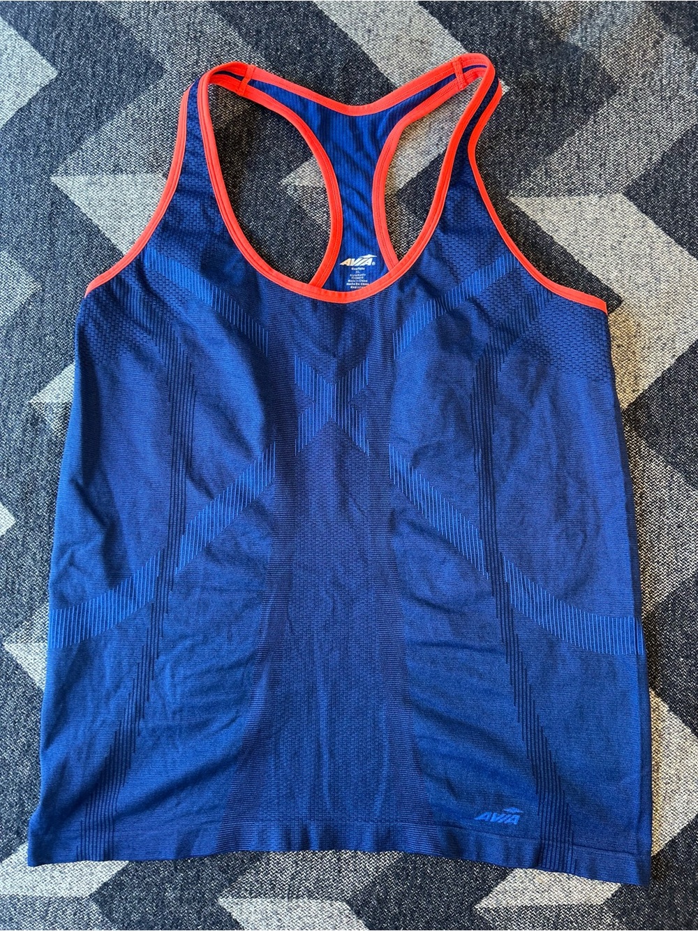 Avia Navy Blue Racerback Tank with Neon Trim